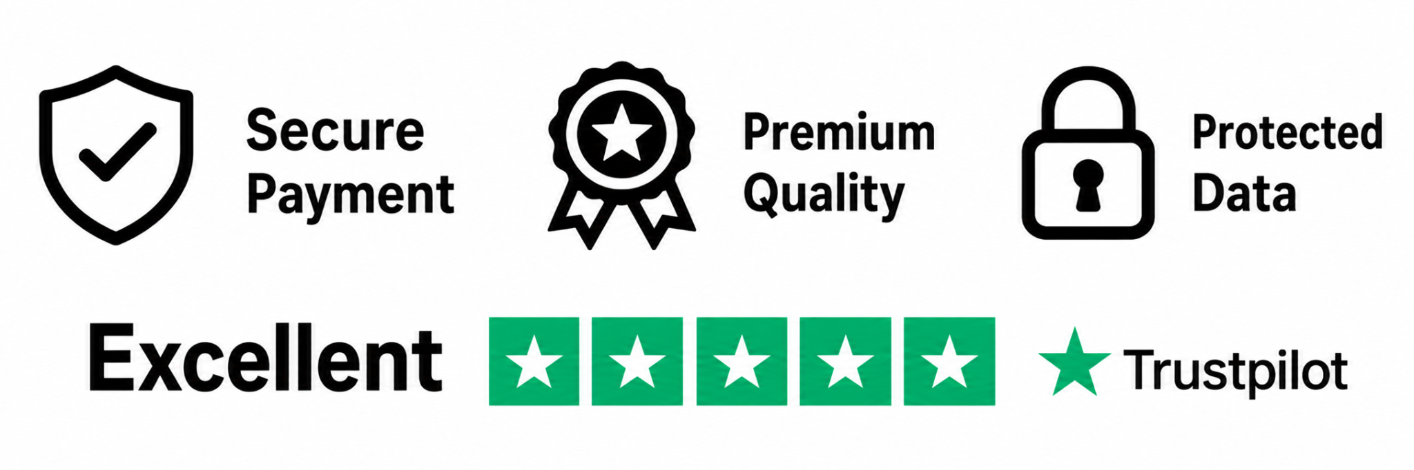 Secure payment, premium quality, protected data